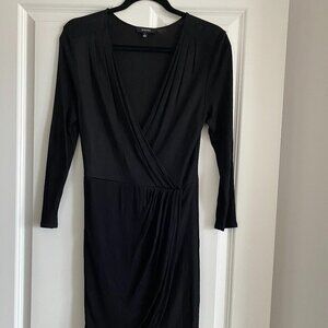 BABATON CLASSIC WRAP BLACK DRESS VISCOSE FULLY LINED SIZE S